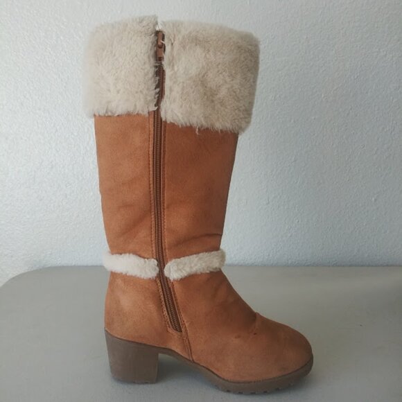 Rampage girls size 2 brown and white knee high boots - Picture 3 of 16